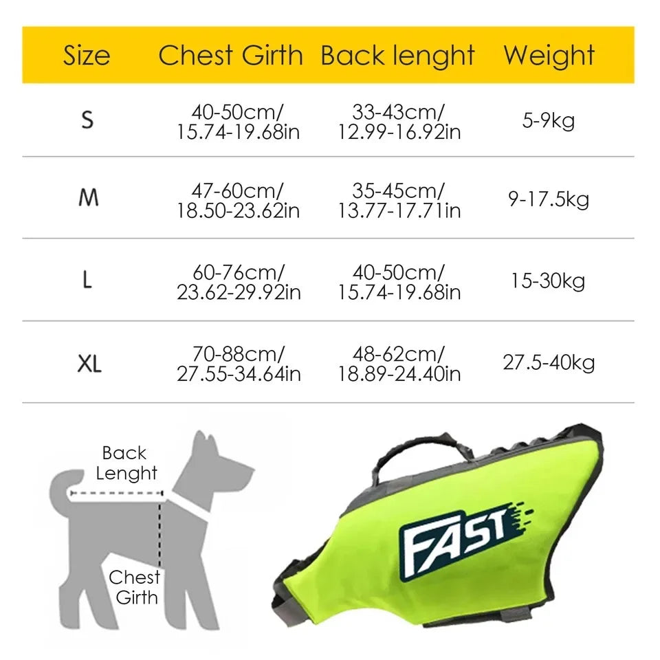 Pet Swimming Life Jacket Safety Vest for Dogs Adjustable Reflective in Pool or Surfing