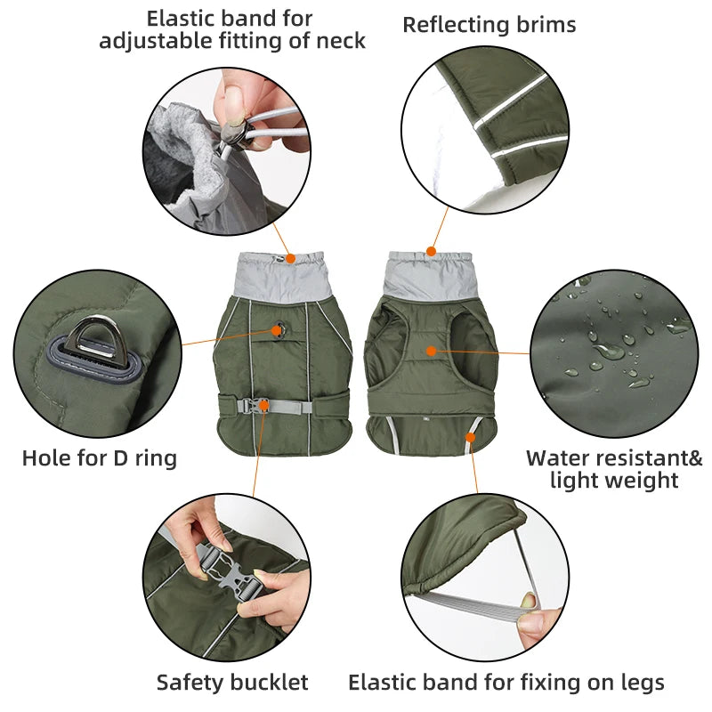 Luxury Winter Jacket for Small Medium Large Dogs Warm, Waterproof & Soft Padded