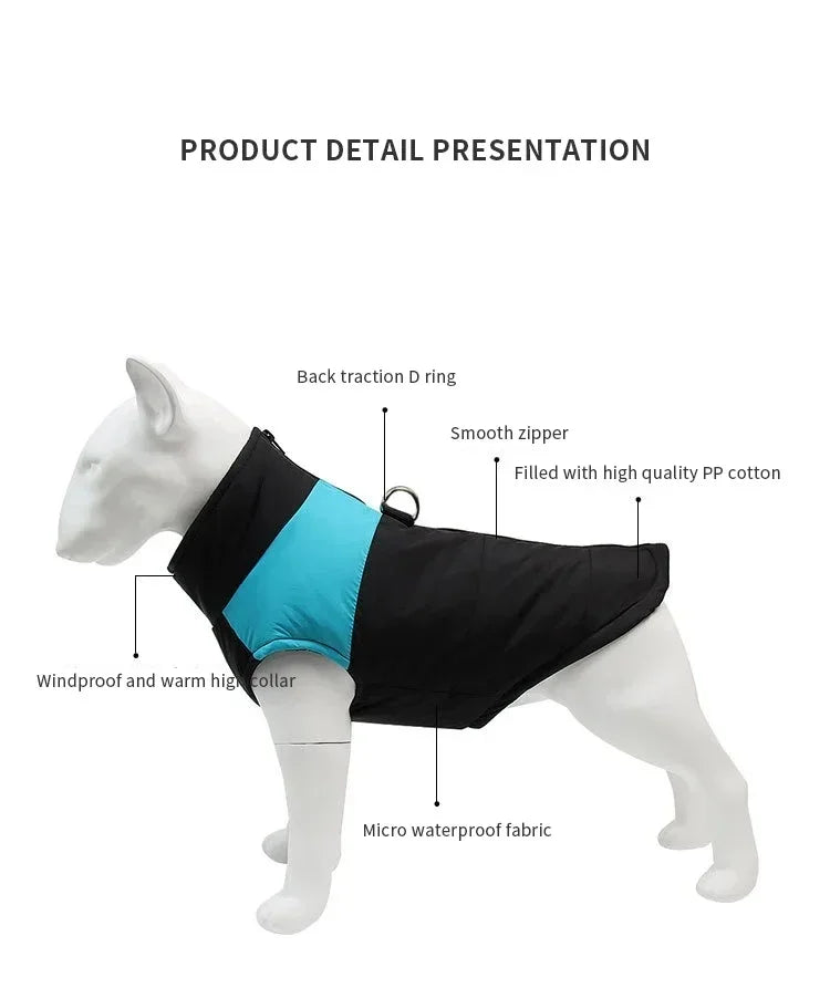 Waterproof Warm Dog Clothing for Small Medium & Big Dogs with Zipper