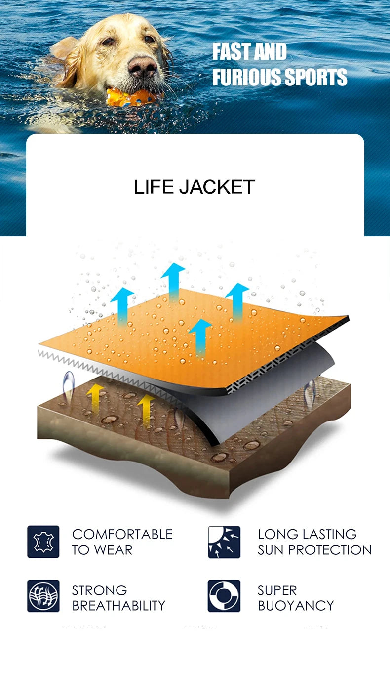 Pet Swimming Life Jacket Safety Vest for Dogs Adjustable Reflective in Pool or Surfing